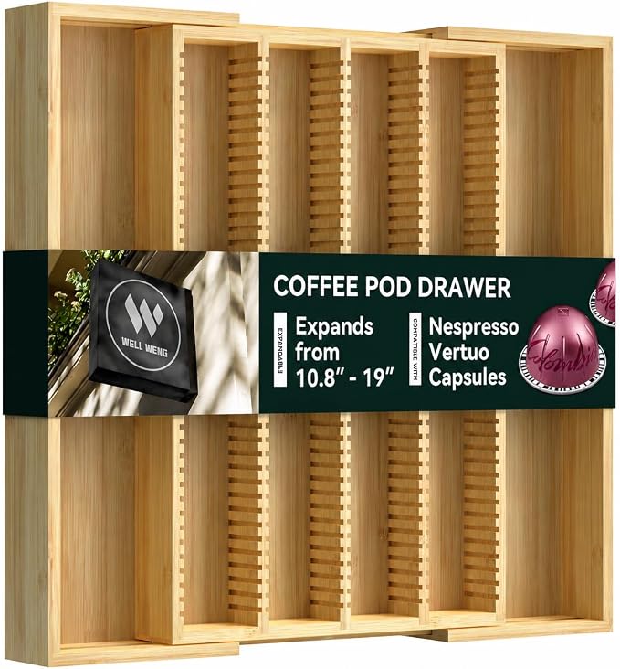 Larger Expandable Bamboo Organizer Holder by WELLWENG