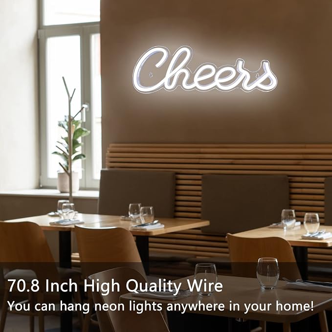 Cheers Neon Sign for Wall Decor, LED Neon Bar Light Sign, USB Powered Wall Neon - Image 8
