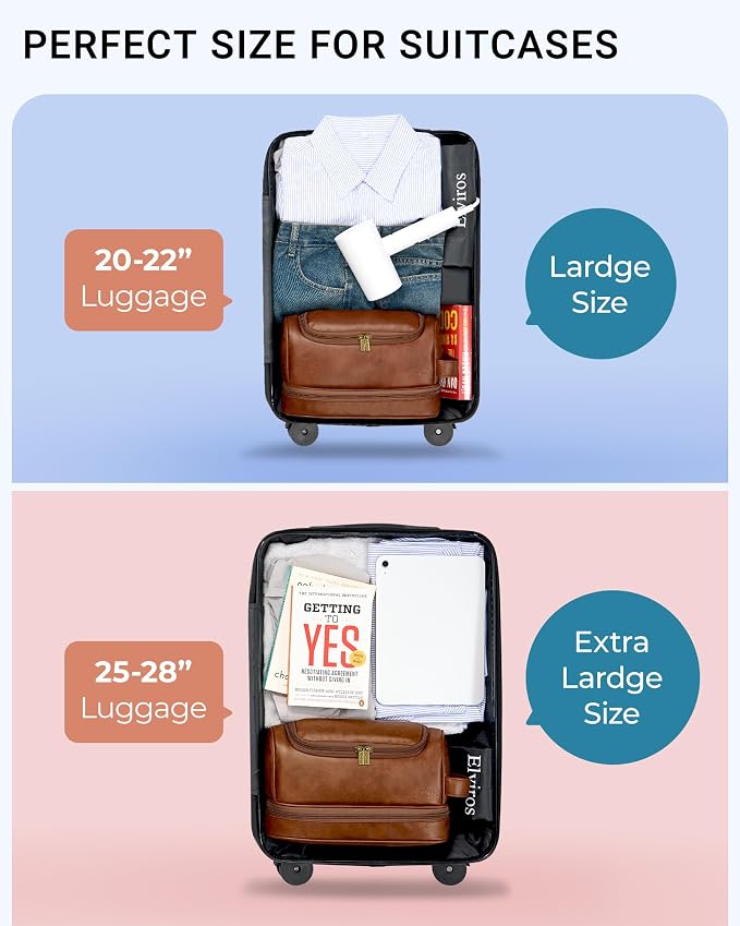 Elviros Toiletry Bag for Mens PU Leather Travel Organizer Kit - Image 4