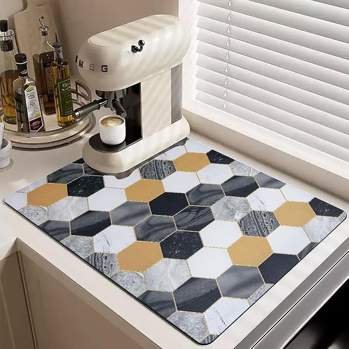 PIGCHCY Coffee Mat 2-Pack, Hide Stain Super Absorbent Dish Drying Mat, - Image 5