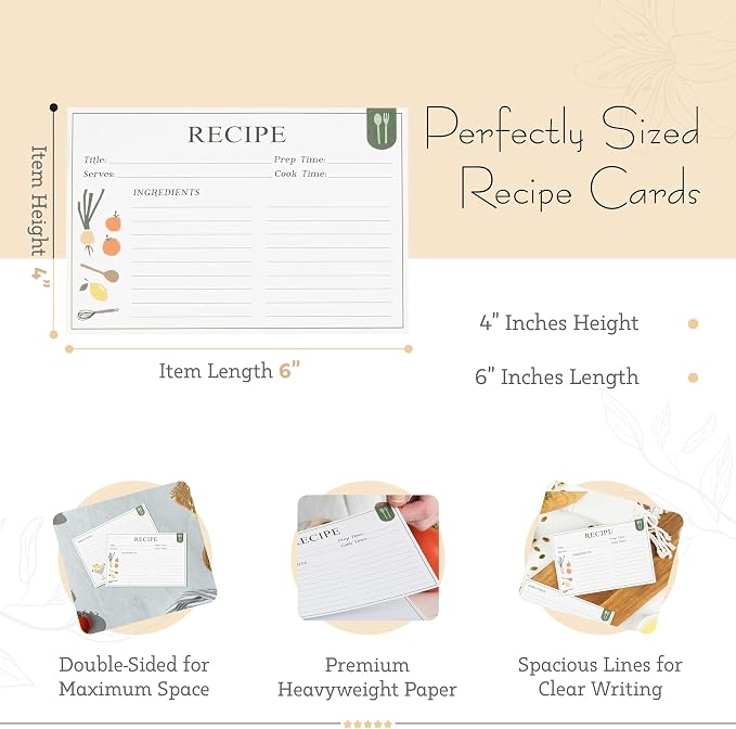 Premium 4x6 Recipe Cards – Double Sided Blank Kitchen Recipe Cards - Image 7