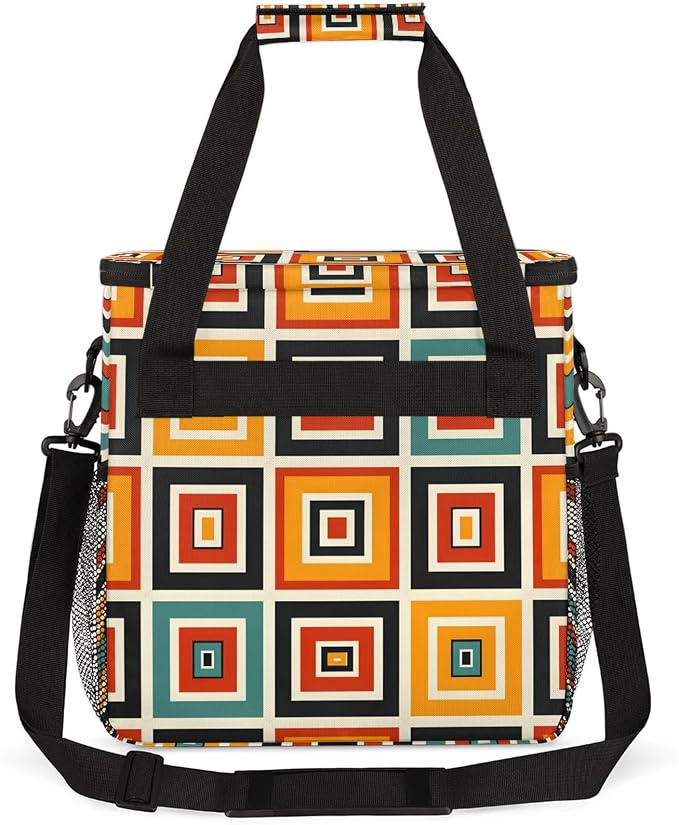 Orange Mid Century Coffee Maker Travel Bag, Modern Abstract Geometric Art - Image 5
