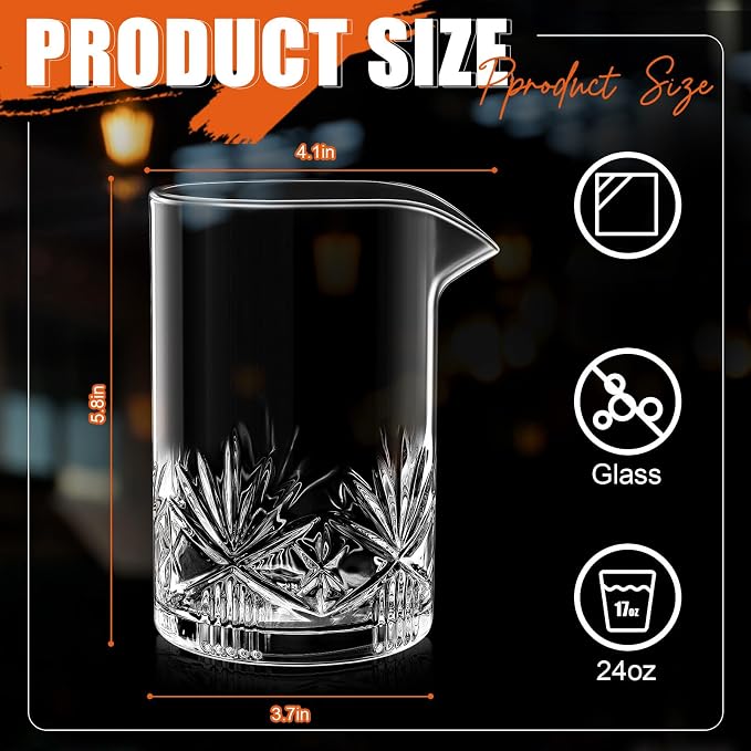 Dandat 4 Pcs 24 oz Cocktail Mixing Glass Crystal Stirring Glass - Image 2