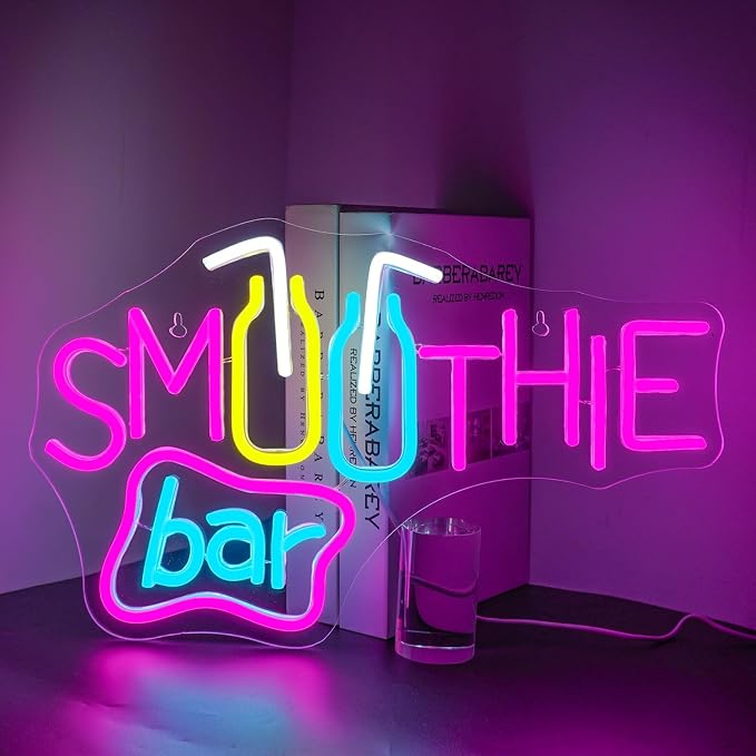 Looklight Smoothie Bar Neon Sign, Drink Words Neon Signs by LooklightNeonSign