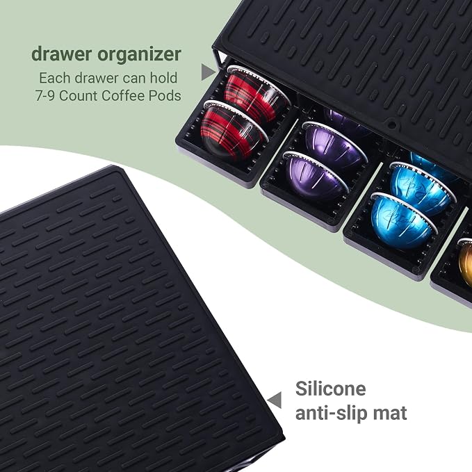 Coffee Pod Drawer Holder With 15''*11'' Coffee Mat Compatible with Nespresso - Image 4