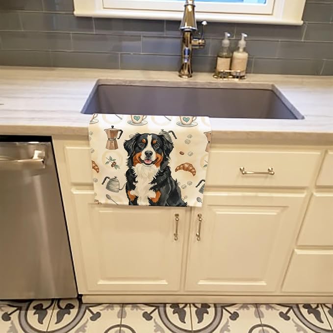 Caroline's Treasures Bernese Mountain Dog Coffee Bar Kitchen Towel Velour Plush - Image 2