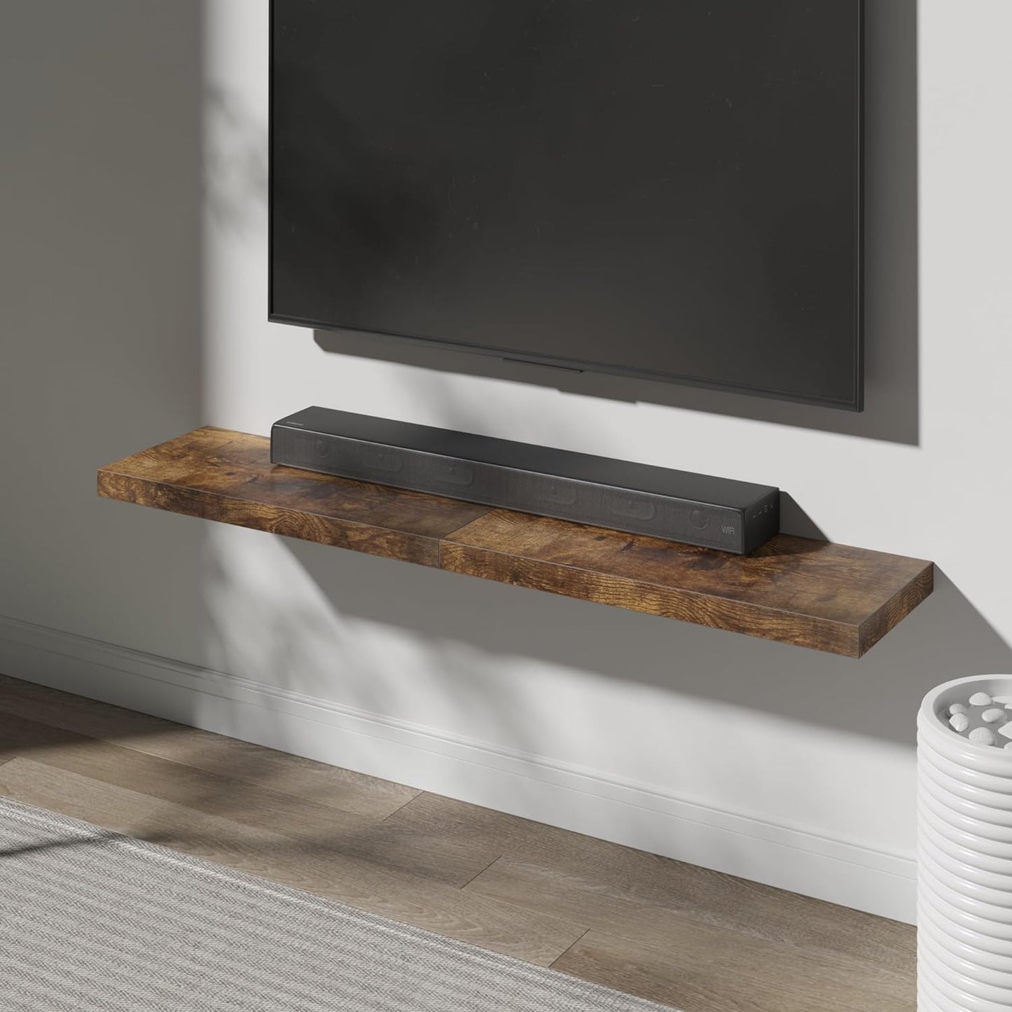 Floating Shelf, Set of 1 Wall Shelf, 30 in W x 12.75 in D x 2 in H Wooden Floating Wall Shelf with Invisible Brackets for Living Room/Bedroom/Bathroom/Kitchen Storage and Decor, Rustic Brown
