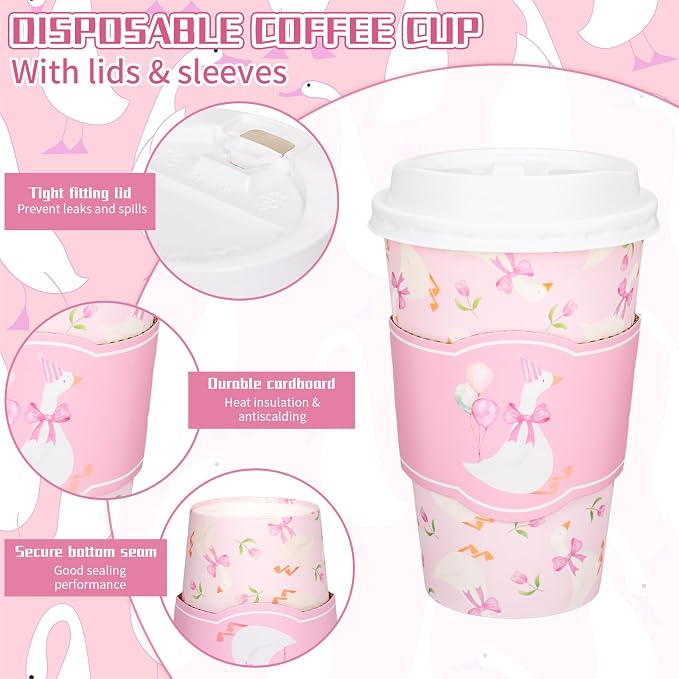 Whaline 50 Pcs Silly Goose Disposable Coffee Cups - Image 3