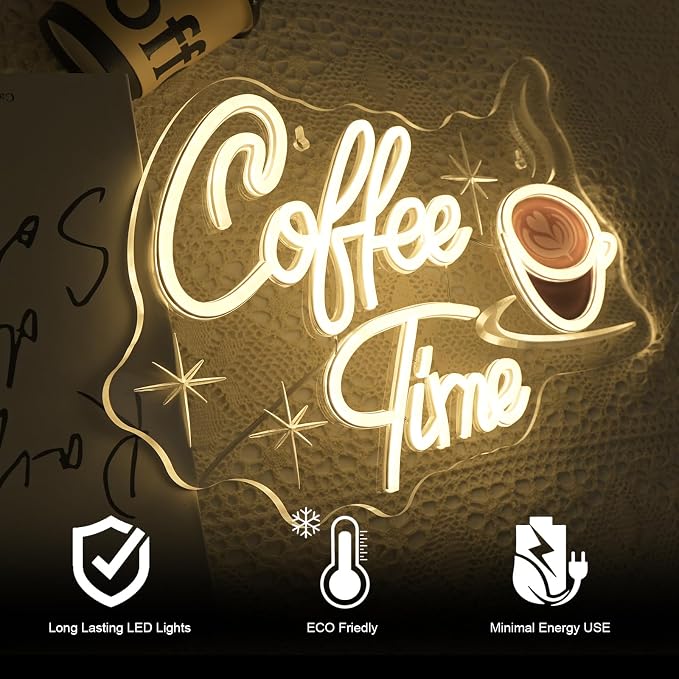 Coffee Time Neon Sign Latte Art Neon Lights Neon Bar Signs - Image 9