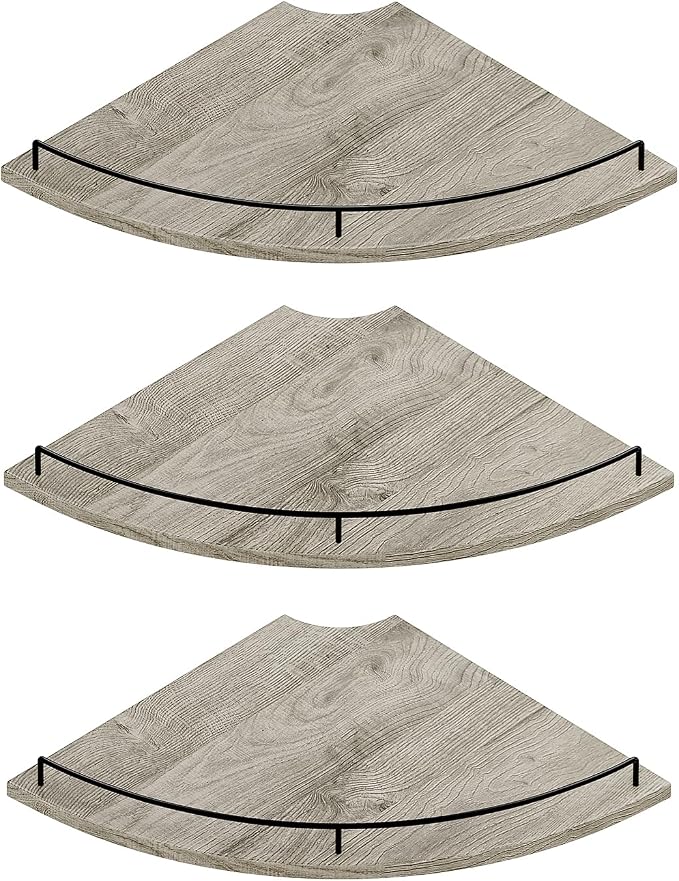 JJL Corner Shelf Wall Mounted, 12 Inches 3-Tier Floating Corner Shelf, by Unknown