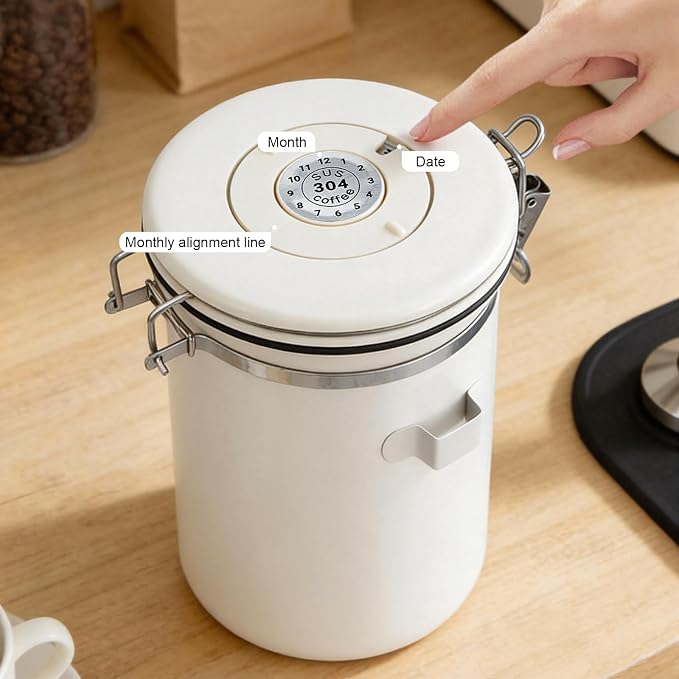 Kirecoo Stainless Steel Coffee Canister - 22OZ Airtight Coffee Bean Storage - Image 6