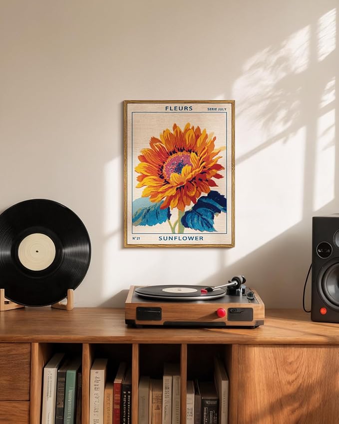 Vintage Sunflower Serie July Wall Art Framed Canvas Print 12x16, Retro - Image 4