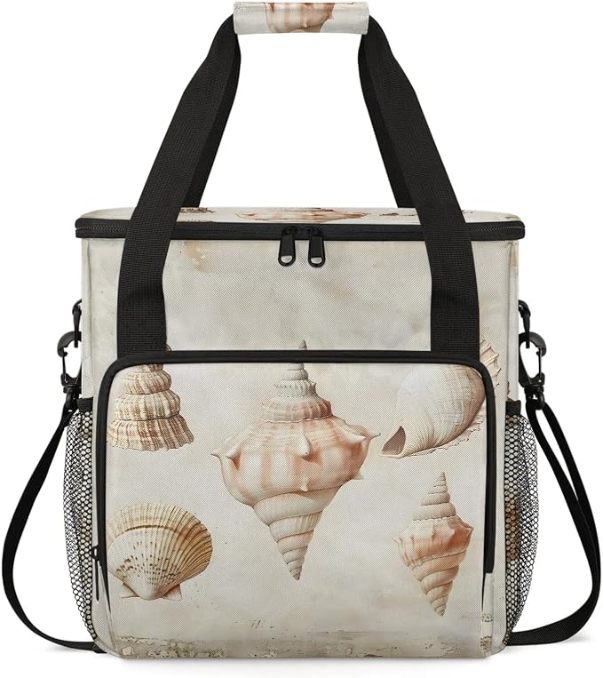 Vintage Shells Ocean Beach Theme Coffee Maker Carring Bag, Large Insulated by Home