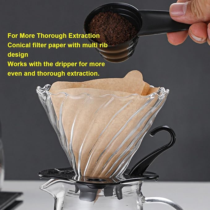 Pour Over Coffee Maker 600ML/20oz, Heat Resistance Borosilicate Glass Dripper - Image 4