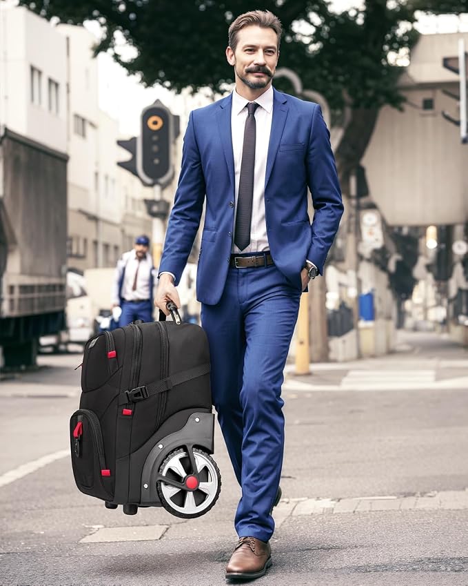 MATEIN Rolling Bag with Wheels, 17 Inch Extra Large Laptop Roller Backpack - Image 7