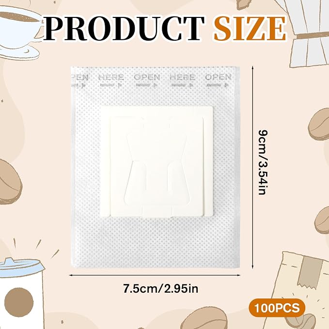 100 Pcs Portable Coffee Filter Paper Bag Hanging Ear Drip Coffee Bags Single - Image 2
