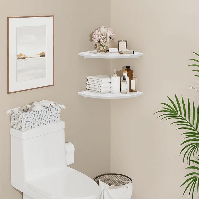 Homode Corner Wall Shelf, 12 in Wide Rounded Corner Shelf Floating - Image 2
