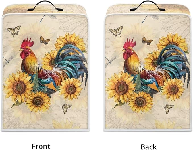 Rooster Sunflower Coffee Maker Cover Waterproof Kitchen Appliance Covers Dust - Image 2