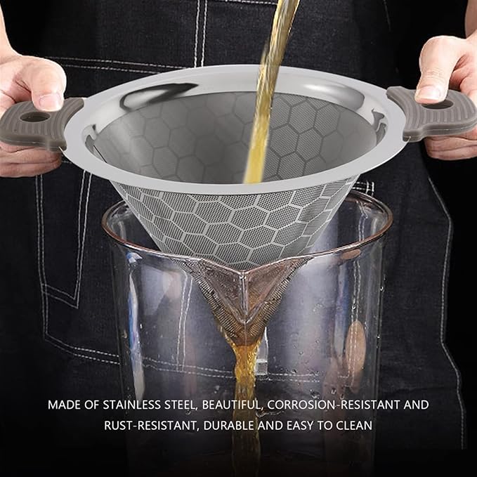 Kitchen Funnel Stainless Steel Double-Layer Tea Strainer, Coffee Dripper - Image 5
