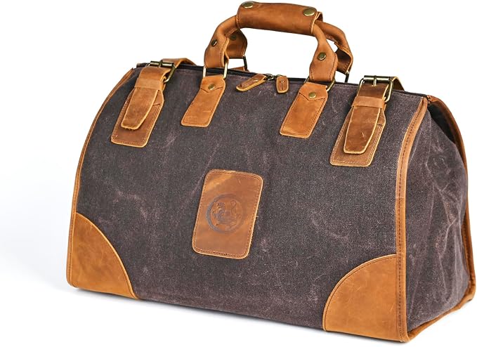 Water Resistant Canvas + Leather Travel Luggage Tote Duffle Gym Suitcase - Image 7