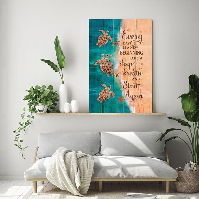 Sea Turtle Wall Art Farmhouse Bathroom Wall Decor Rustic Ocean Animal Theme - Image 5