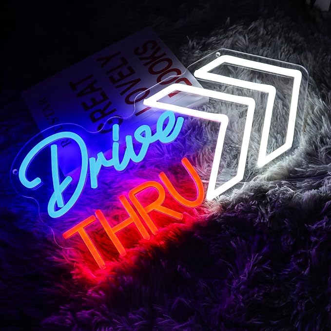 Drive Thru Neon Sign for Wall Decor Dimmable 16.54" x 8.07" Led Sign for - Image 5