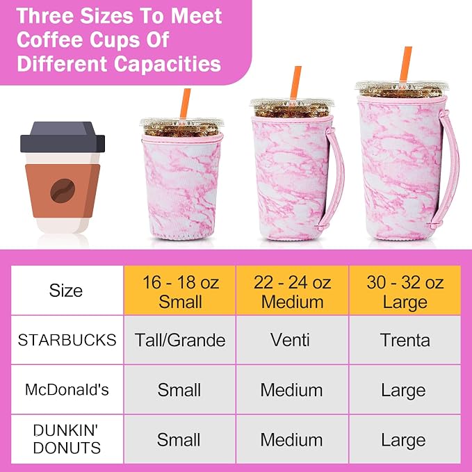 3 Pack Iced Coffee Sleeve with Handle Insulator Sleeves - Image 3