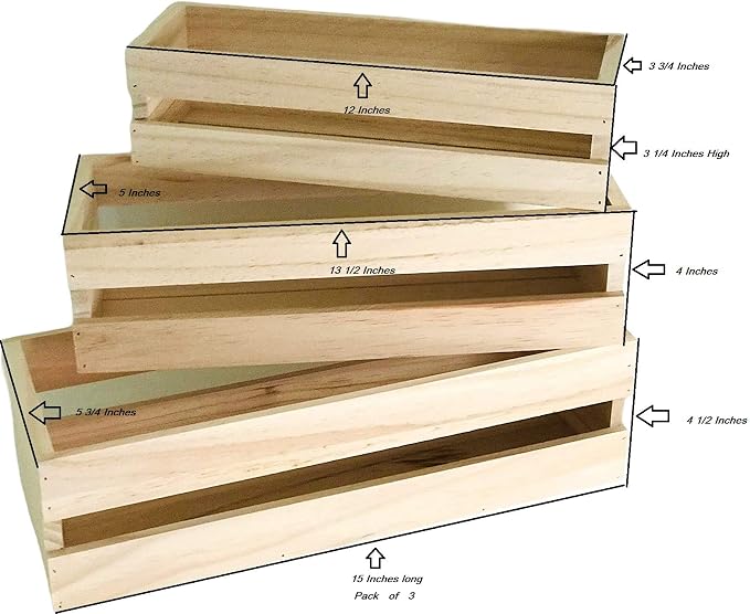 Oojami 3 Pack Wood Craft Crate Caddy Set | Nesting, Wood crates - Image 7