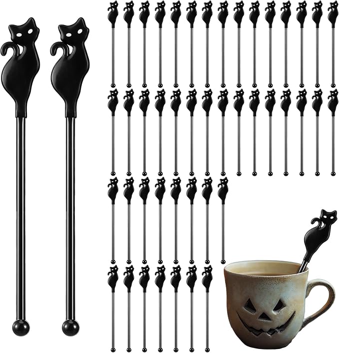 SiliFine 30 Pcs Halloween Swizzle Sticks Plastic Coffee and Cocktail Stirrers by SiliFine