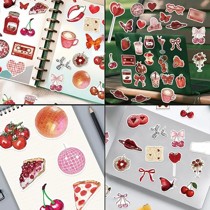 100Pcs Aesthetic Cherry Girls Stickers, Waterproof Vinyl Sticker - Image 10