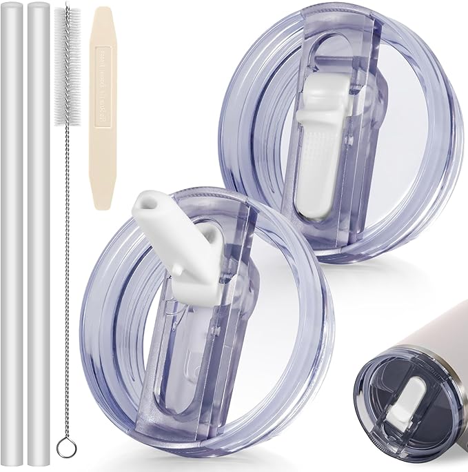 30oz Flip Straw Leak Proof Lid for Stanley Cup Accessories, 2 Pack No Spill Lid by ANTAND