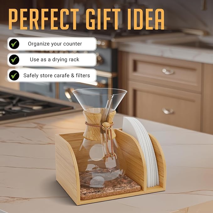 HEXNUB Pour Over Caddy for Chemex Bodum Cosori Coffee Makers Cork | Handmade - Image 7