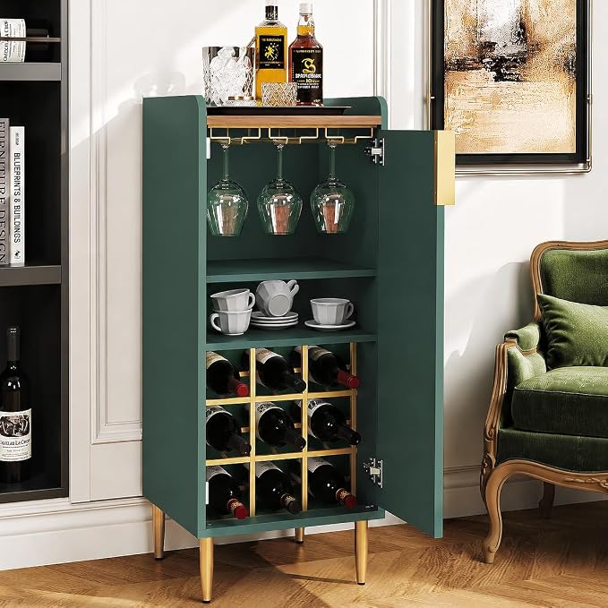 ARTPOWER Mini Bar Cabinet for Apartment, Fluted Wine Bar Cart by PowerofArtBetterforLife