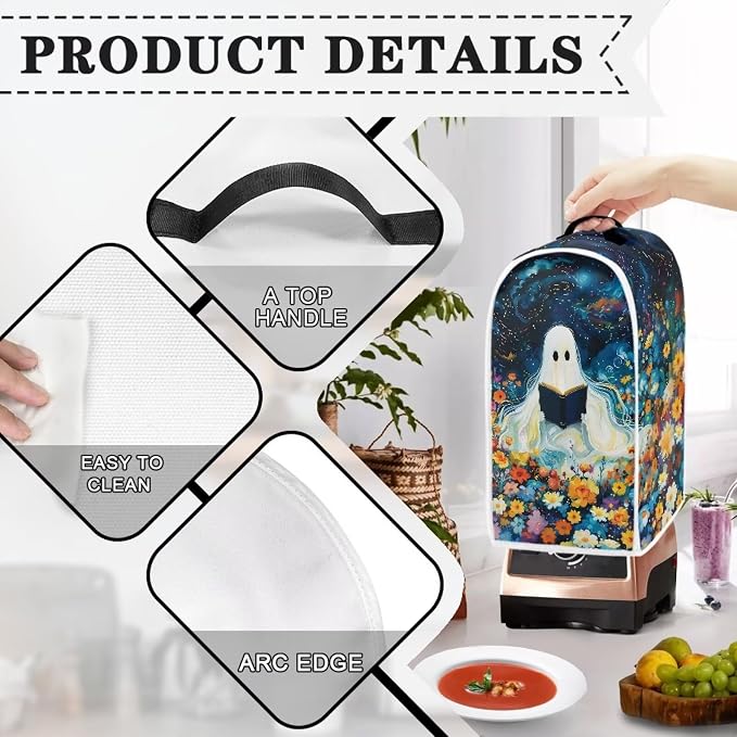 Floral Ghost Book Blender Dust Cover, Anti Fingerprint Polyester Stand Mixer or - Image 4