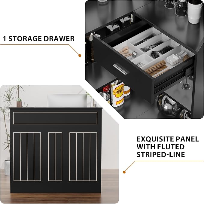 L Shaped Home Bar Unit, 4-Tier Corner Bar Cabinet - Image 7