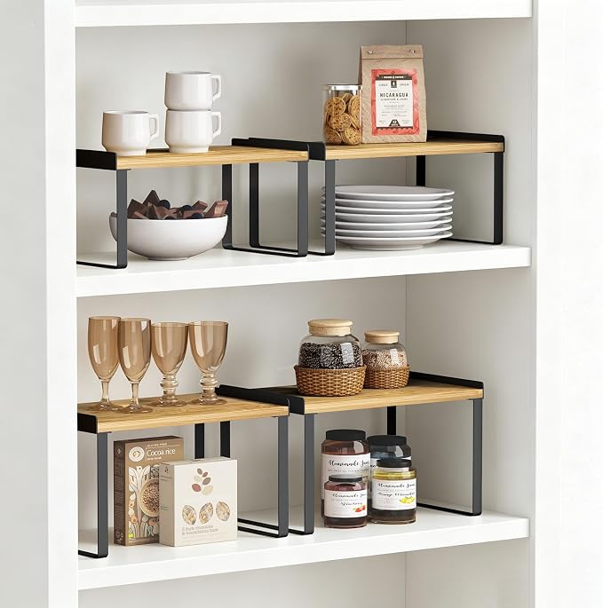 Goozii Cabinet Shelf Organizer Set of 4, Kitchen Counter Shelf Riser - Image 2