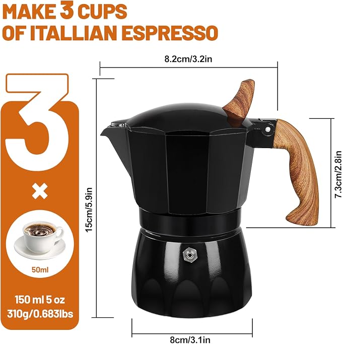3 Cup Aluminum Espresso Stovetop Moka Pot Express Coffee Maker Percolator - Image 2