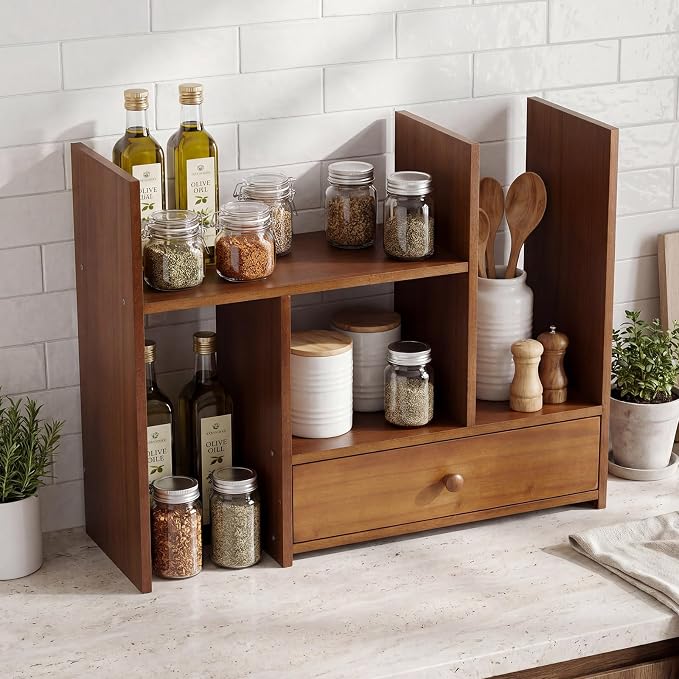 Nuanchu Kitchen Countertop Organizer Rack Cabinet Organizer Shelf Stackable - Image 5