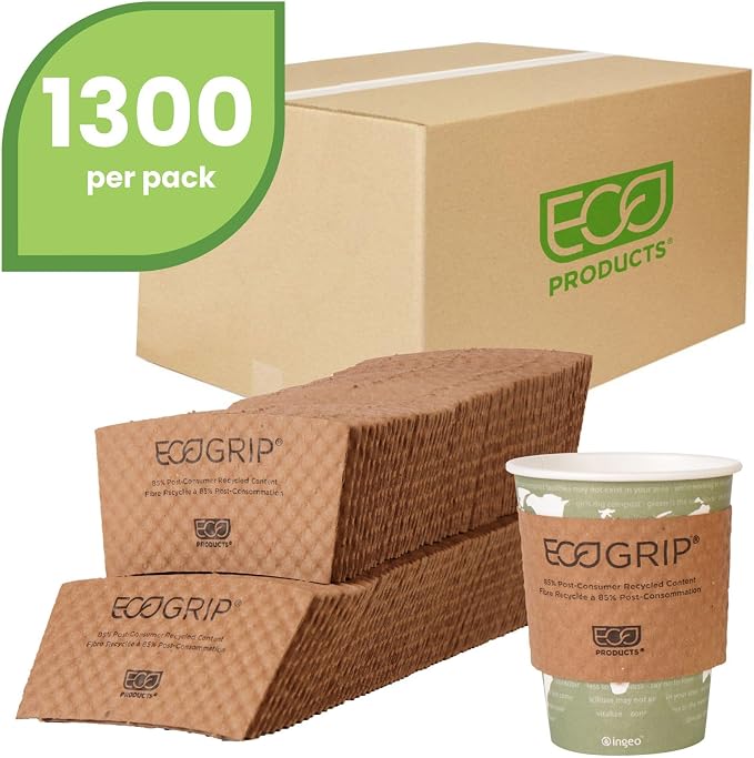 ECO PRODUCTS Recycled Coffee Cup Sleeves, Case Of 1300, Fits 10-20oz Hot Cups - Image 2