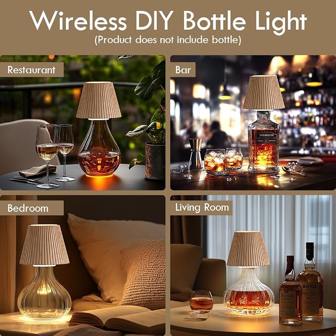 WILIT 2 Pack Wireless Bottle Lamp Shades - Image 4