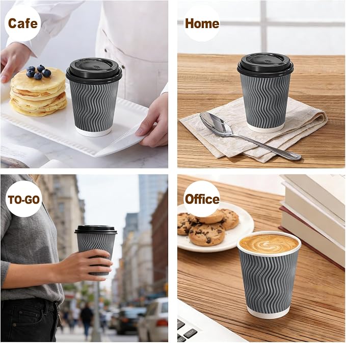 Lamosi 50 Pack 8 oz Disposable Coffee Cups - Image 6