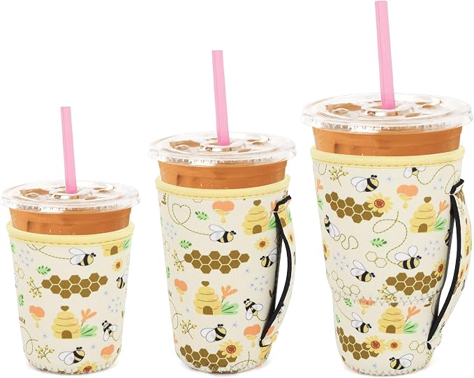 3 Pack Iced Coffee sleeve Insulated Neoprene Cup Sleeves by Snowso
