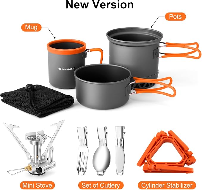 Odoland Camping Pots with Heat Exchanger Camping Cooking Set with Portable - Image 3