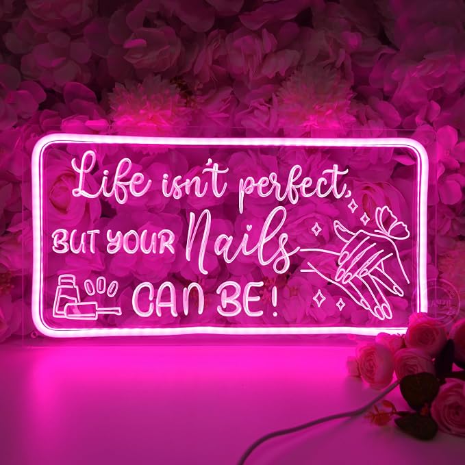 Planzo NAILS Neon Sign Nails Tech Spa Salon Studio Beauty Business Stores Logo by Planzo