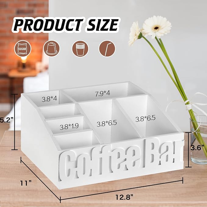 Jorkol Coffee Bar Organizer for Coffee Bar Accessories, Wood Coffee Station - Image 7
