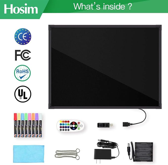 Hosim LED Message Writing Board, 28”x 20" Neon Signs Chalkboard Menu Board - Image 8