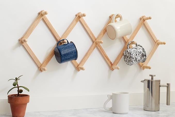 Fox Run Expanding Beechwood Coffee Mug Wall Rack - Image 2
