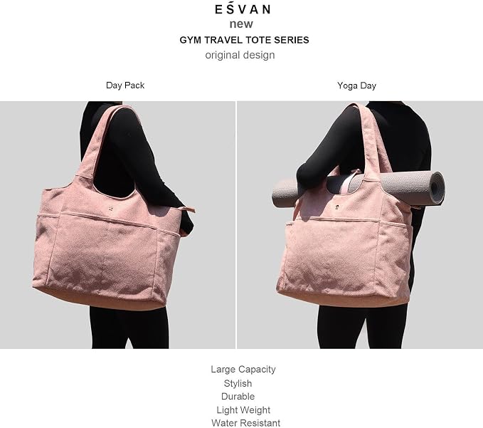 ESVAN Yoga Tote Bag Mat bag Women Shoulder Bags Carryall Tote - Image 5