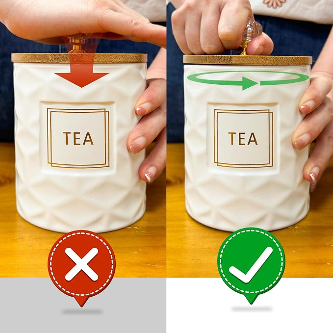 Set of 3 Ceramic Canisters for Sugar Coffee Tea - 23oz - Image 5