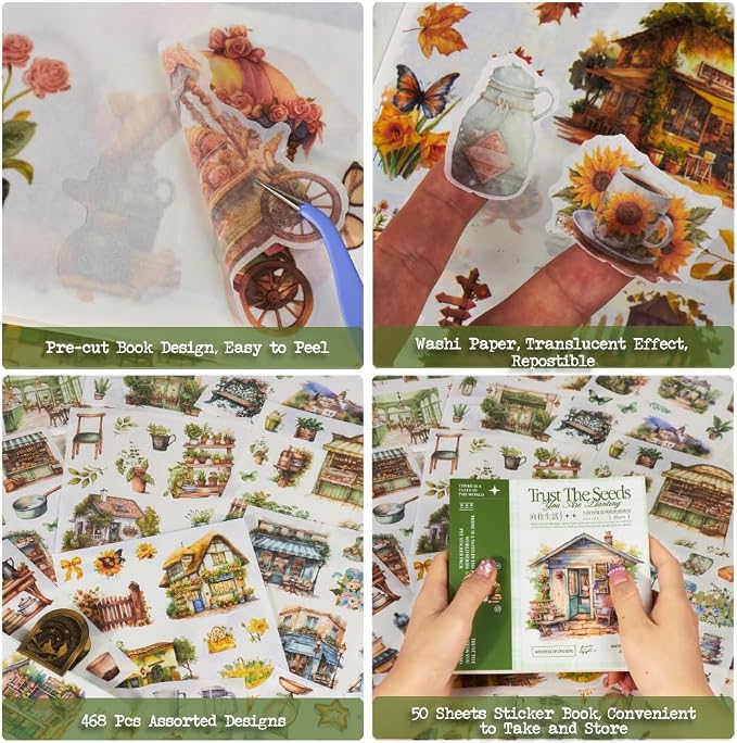 Garden Journal Stickers for Junk Journal Supplies, 50 Sheets Precut Watercolor - Image 2